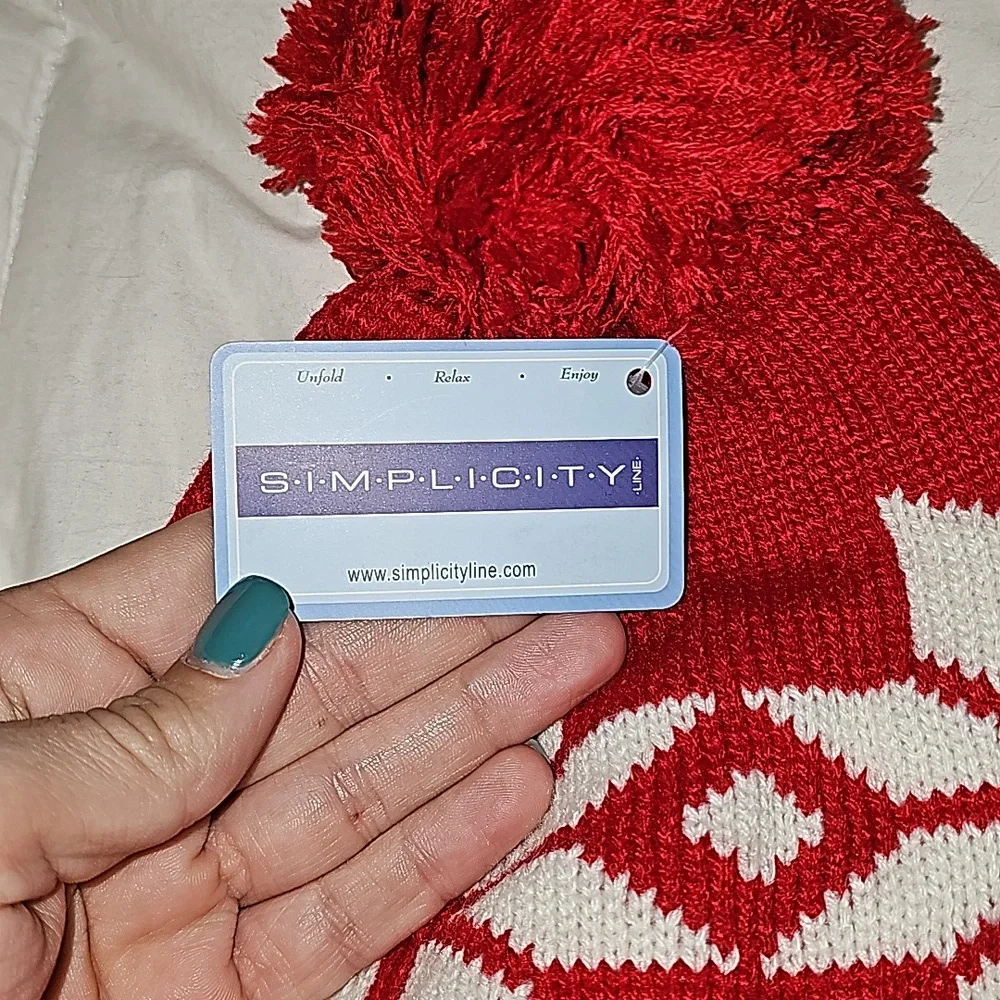 Womens beanie and hand warmer set!! Nwts!! Red and white. Outerwear